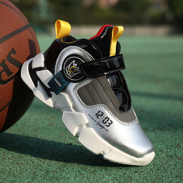 

basketball children for boys kids casual shoes girls sneakers student school leather anti-slippery fashion 2020, Black