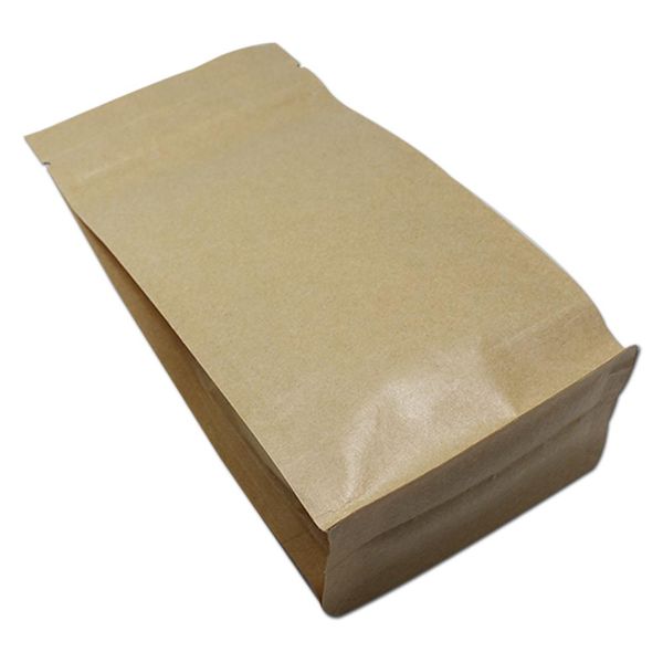 

50pcs lot brown stand up kraft paper side gusset zip lock package bag doypack resealable zipper food tea storage packing pouch h jllumy