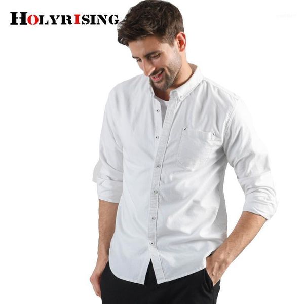 

holyrising men shirt spring and autumn cotton oxford 100% cotton long sleeves bottoming shirt fashion shirts s-3xl 191671, White;black