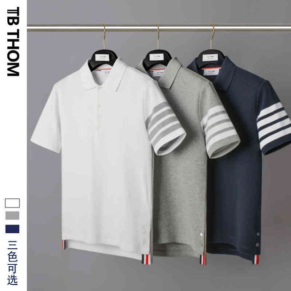 

tb thompolo t-shirt waffle yarn dyed lapel, White;black