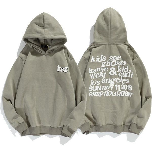 

20ss european american brand new high street hip hop grandfather bieber with graffiti letters hooded sweater for men and women joker coat, Black