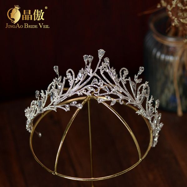 

jingao bride wedding dress fashion japanese and korean sweet water diamond alloy crown hair ornament female headdress pgraphy, Silver