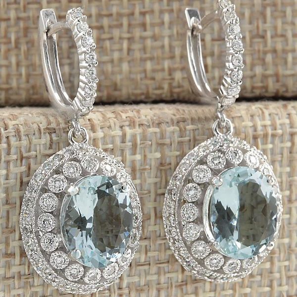 

dangle & chandelier fashion big round sky blue zircon stone earrings trendy 2021 luxury jewelry crystal drop for woman gift k569, Silver