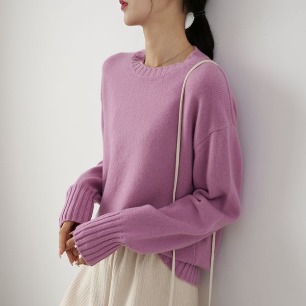 

2021 selling blouses 100% knitted or crocheted sweater loose 3 thick colours women's wool clothes susl, White;black
