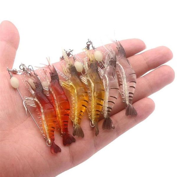 

6pcs/lot 8cm 5g quality luminous soft fishing lure fake shrimp floating shaped lure hook bait bionic artificial shrimp w bbybjw
