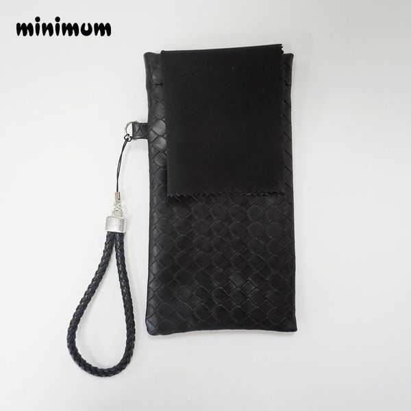 Custodia per occhiali da sole in pelle pu leggera minima Borsa per occhiali morbida Custodia per occhiali Occhiali da vista morbidi neri con 1 panno per occhiali H jllRuG