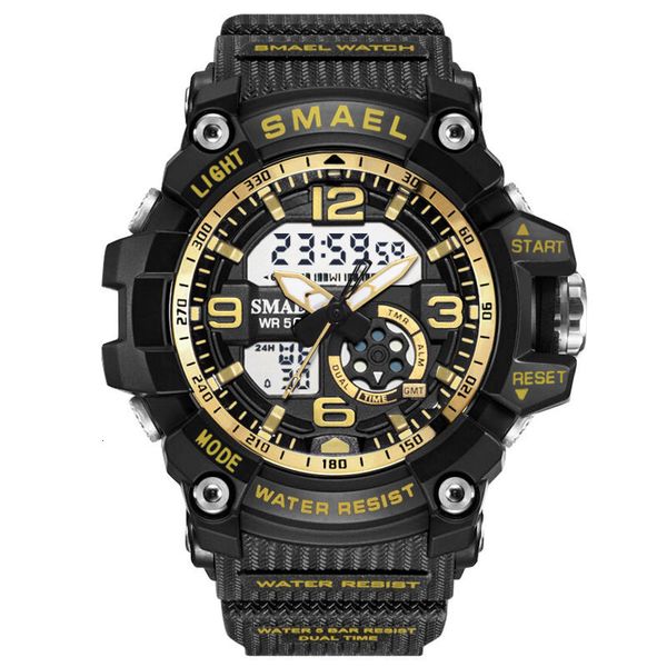 

wholesale new smael 44mm 1808 quartz ditigal mens womens watch multifunction boy gold inner tup strap student watches a06b2, Slivery;brown
