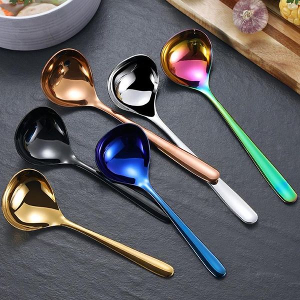 

stainless steel long handle dessert coffee spoon soup ladle tableware tool