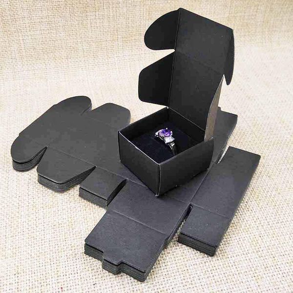 

20pcs в серию 404025mm black kraft white ring display box с black velvet sponage внутри пользовательского логотипа moq 1000шт wmtbpk xhhair
