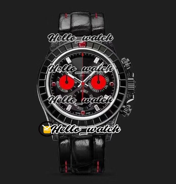 

new 116595 quartz chronograph womens watch red inner diw black forged carbon case black diamond bezel leather ladies watches hello_watch, Slivery;brown