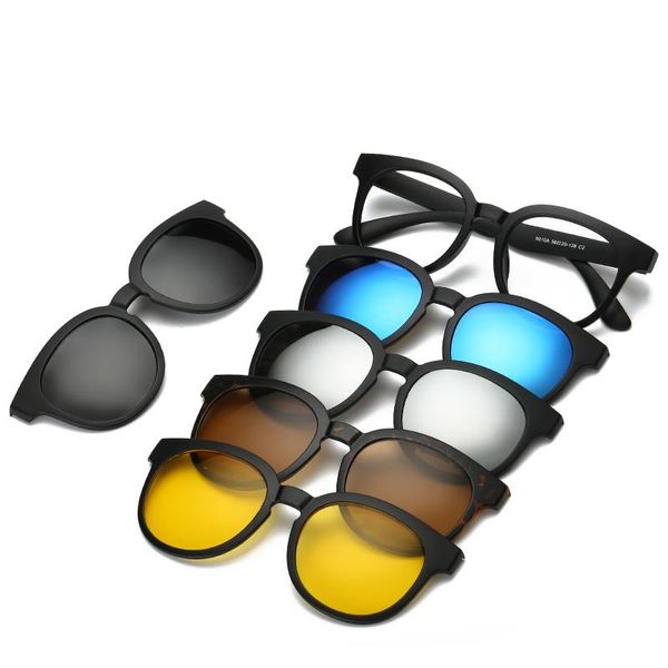 

6 in 1 custom men women polarized optical magnetic sunglasses clip magnet clip on sunglasses polaroid on sun glasses frame, White;black