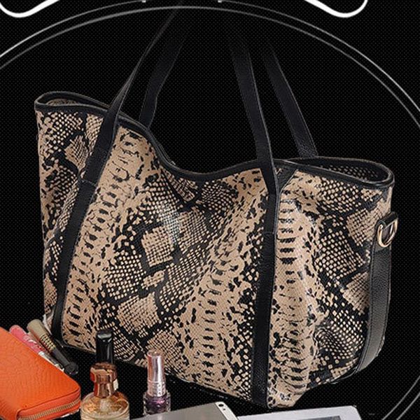 

ladies bag simplicity casual one-shoulder portable messenger all-match high capacity snakeskin leather shopping bag tote