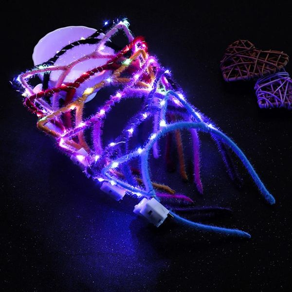 

cute cat ear glowing headband led flash lights fashion head band kids adults hairband hair accessories party headwear gift #2, Blue;red