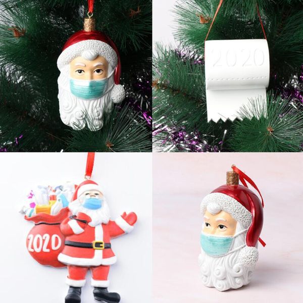 Árvore de Natal de resina e personalizado enfeites de Papai Noel do ornamento 2020 Decorações de Natal Hanging Xmas Party pingente pingentes LX3883