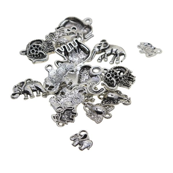 

20 pieces diy antique silver elephant charms pendants jewelry making crafts, Black