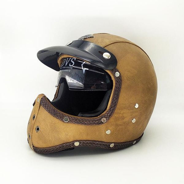 

pu leather full face helmet retro vintage motorcycle helmet