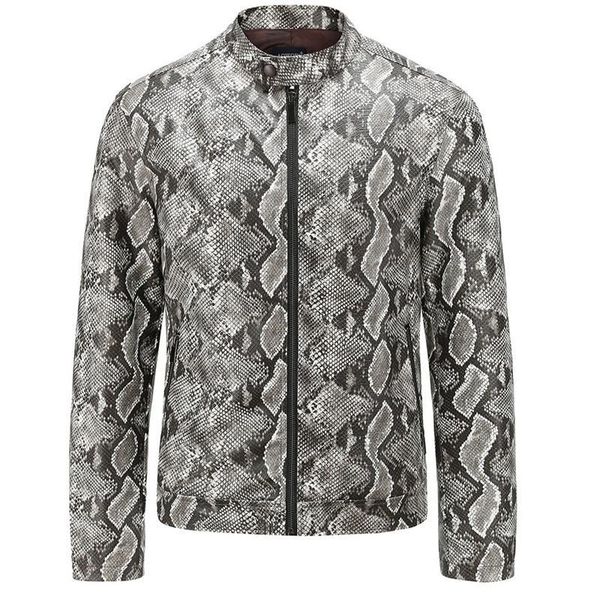 

men's coats autumn and winter new style men's leisure washed snakeskin pattern leather coat vintage blouse streetwear, Black;brown