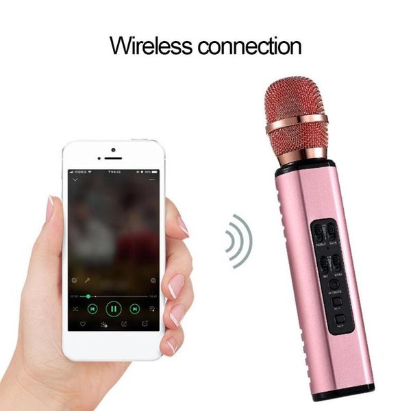 

wireless microphone k6 handheld wireless bluetooth condenser microphone karaoke speech mic speaker 2020