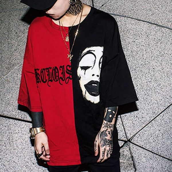 

couple female 2020 men's short sleeve o neck s fashion hip hop tide clown print loose sport hooded sweatshirt hoodie men t shirt