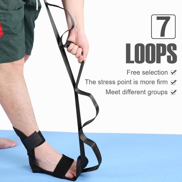 

new pilates yoga belt multi-loop exercise stretch strap with foot hook keep fit physical therapy dance belt flexibility training