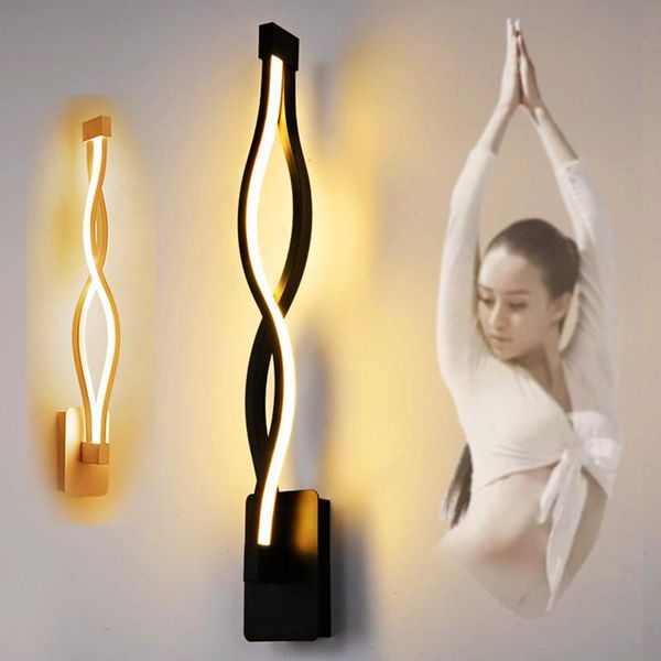 

wall lamp led spiral living room bedroom decor 16w white black lampshade mounted bedside reading lights