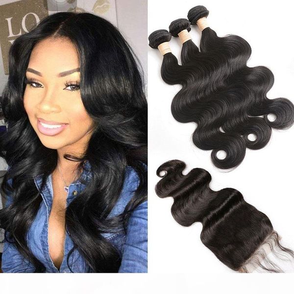 

indian virgin hair mink wholesale 3 bundles with 5x5 lace closure body wave hair extensions with 5x5 lace closure natural color body wave, Black;brown