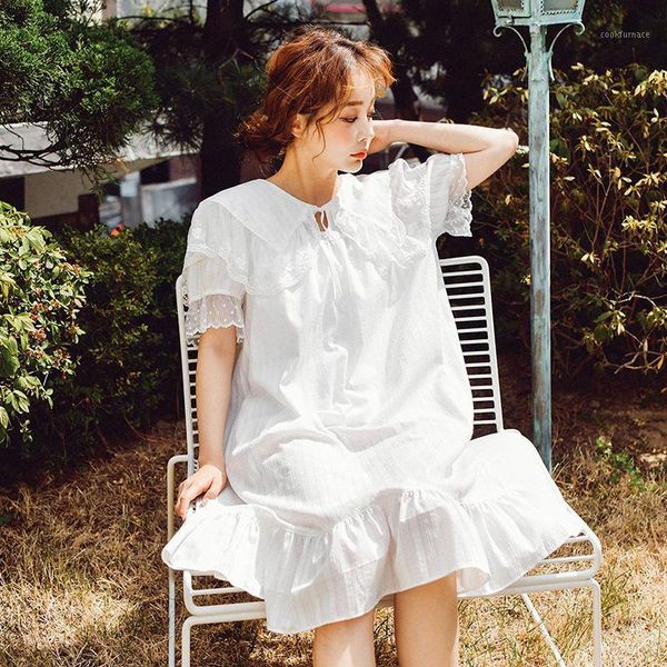 

nightdress plus size lace cotton home dress lingerie babydoll nightgown long white princess style women summer night dress t6801, Black;red