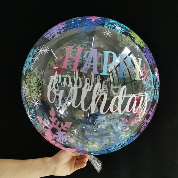 

party decoration 20''tpu transparent balloon bobble with happy birthday helium inflatable bobo wedding baby shower decor globos