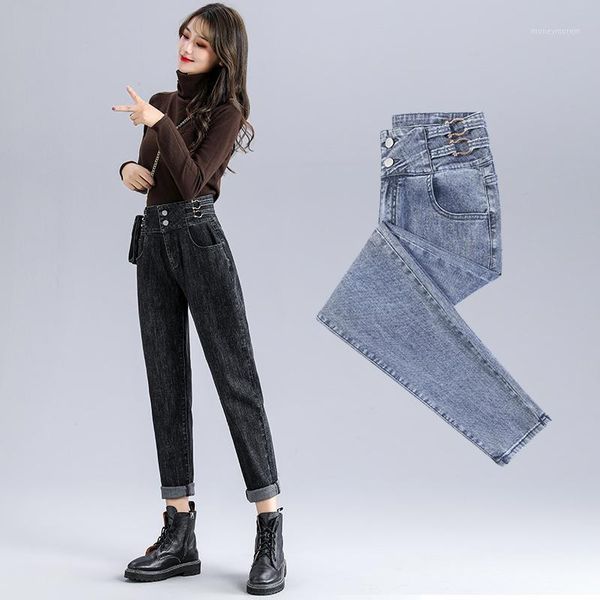 

women's jeans black grey harem stretch woman plus size high waist denim pants loose casual vintage blue jean trousers1