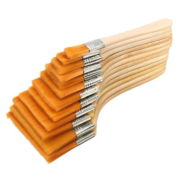 

12pcs/set nylon mao banshua oil painting brush bbq brush for painting art easy to clean wooden cleaning brush, Black;red