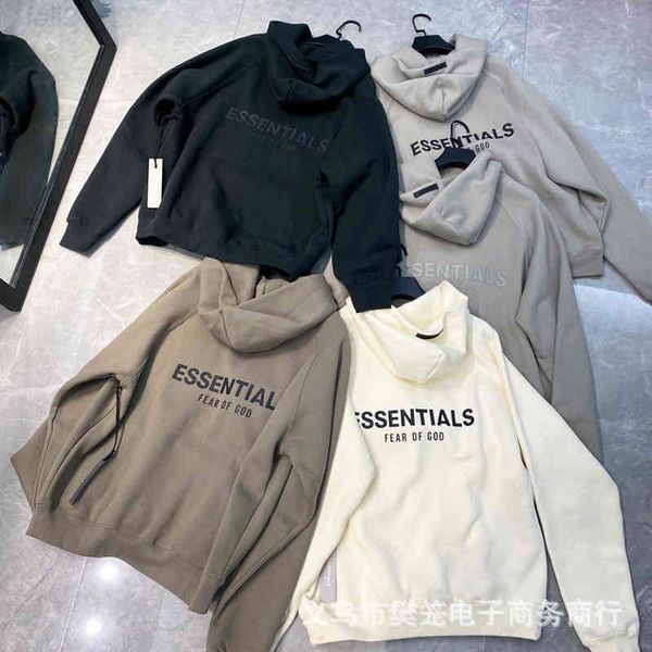

essentials full package fog2021 autumn winter new back letter black label hoodie