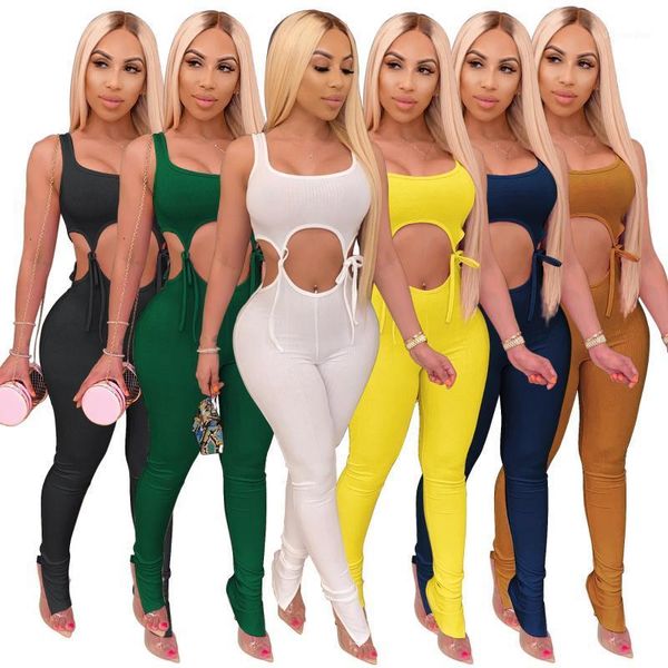 

jrry casual women ribbed leisure suits two pieces set strings waist tank long skinny pants 2 pieces set ribbed tracksuits1, White