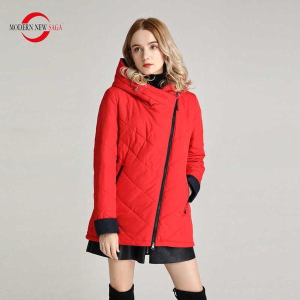 

modern new saga women jacket spring thin cotton padded jacket polyester autumn warm women coat hooded female quilted coat 201006, Black