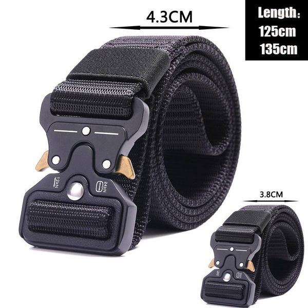 

waist support tactical belt nylon men's training automatic buckle outdoor camping quick release1, Black;gray