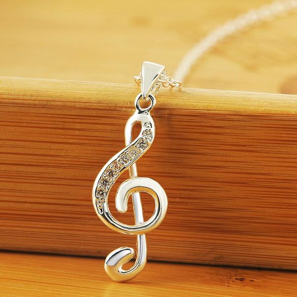 

wedding party jewelry wholesale women creative music symbol pendant necklace stone female fashion silver color jewelry ln011 h sqcpkf