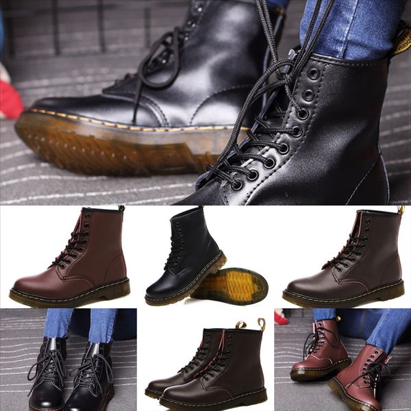 

p5gko men on knit boot leather snow boots thick ankle couple slip sole boots soft leather male comfortable, Black