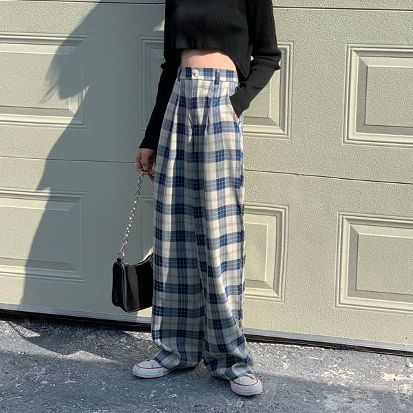 

2021 new women's spring new fashion release high-waisted drape with a versatile straight rub casual trousers2k wide leg lj4g, Black;white