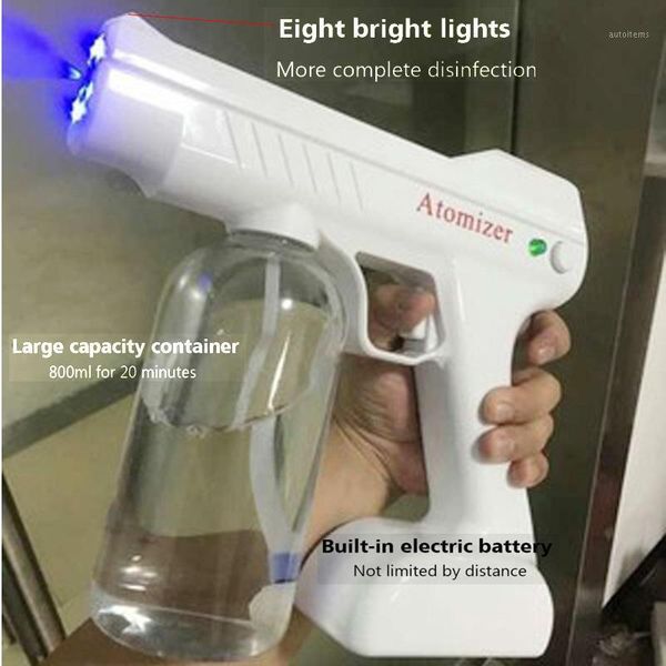

800ml 1300w blue light nano steam gun atomizing fogger disinfection-sprayer gun wireless nano mixed vapor spray machine1
