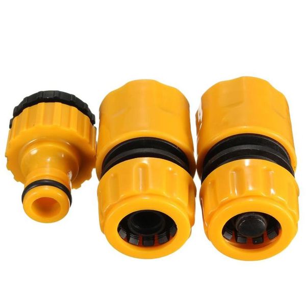 

3pcs hose pipe fitting set quick yellow water connector adapter garden lawn tap garden accessories for 3/4" and 1/2" taps uumtp