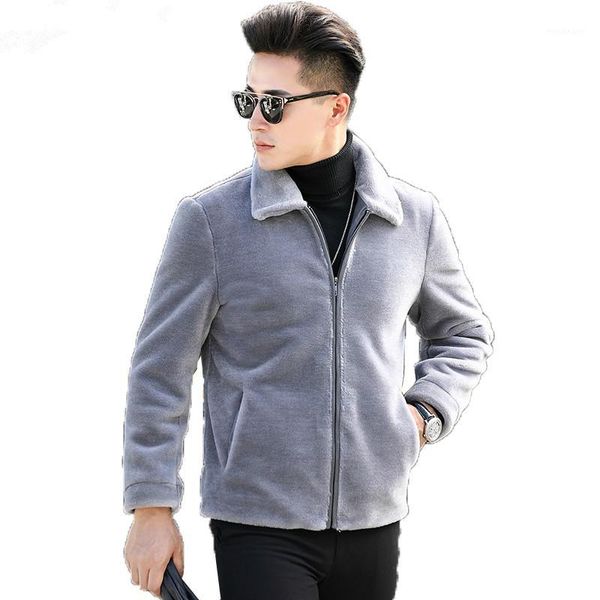 

wool coat sheep shearing real fur men autumn winter jacket men short luxury coat overcoat erkek mont l18-2907 kj14011, Black