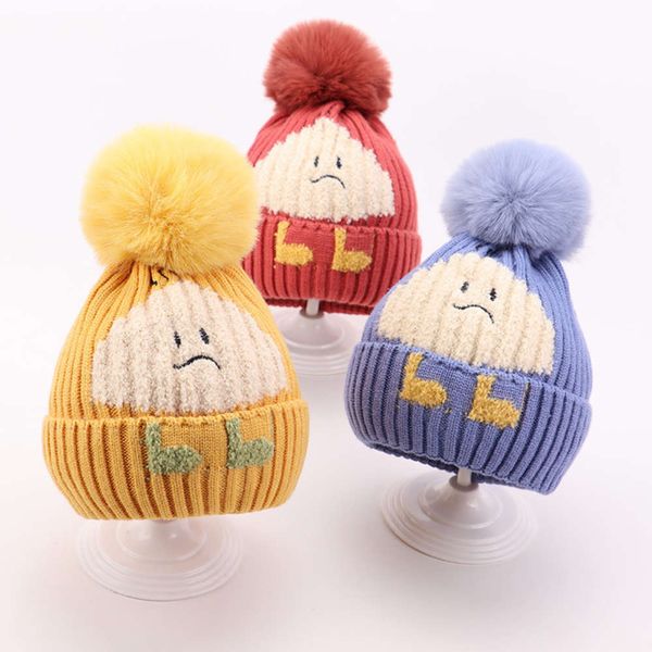 

autumn and winter scarf suit super cute boy girl fashion foreign sle baby woolen hat, Red;brown