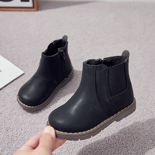 

new children boys kids shoes boots chaussure menino sapato black boot for autumn spring sandq baby hard toe&heel nonslip, Black;red