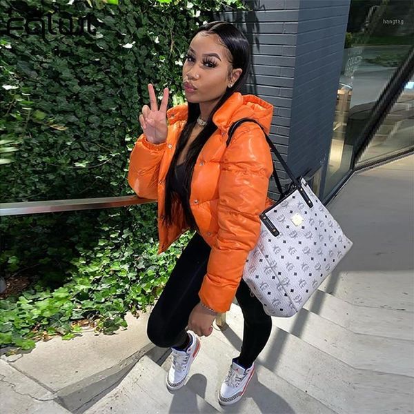 

fqlwl winter puffer jacket women bubble coat hooded warm thick jacket coat ladies streetwear black red orange female1, Black;brown