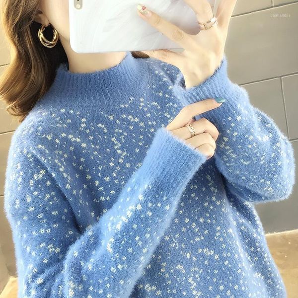 

2020 new spring autumn women sweater pullover warm turtleneck mohair female sweater long sleeve casual lady loose p2571, White;black
