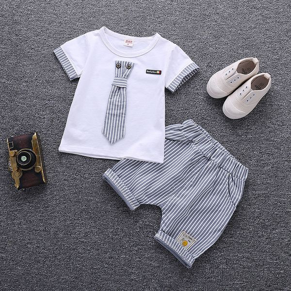 

baby boy clothes tie bow summer new kids cotton cute sets baby boy outfit costumes baby clothing set lj200814, White