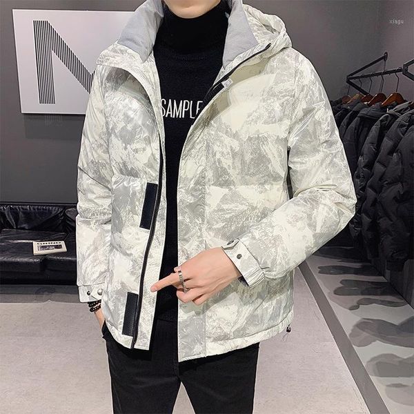 

men's coat 2020 winter new korean short hooded bread suit thickened work clothes down jacket1, Black