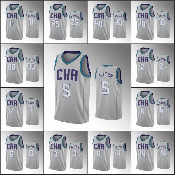 

charlotte hornets men devonte' graham terry rozier iii p.j washington gray nba 2020 finished custom jersey, Black