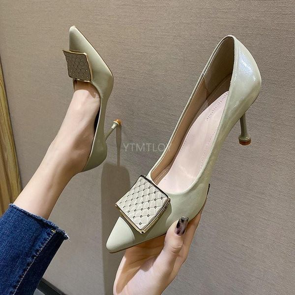 

fashion high heels pumps female concise genuine leather wedding working basic zapatos de mujer plataforma, Black