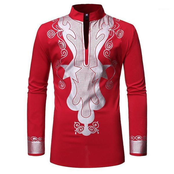 

mens hipster african dashiki shirt brand mandarin collar tribal gypsy ethnic shirts men african clothes casual hip hop clothing1, Red