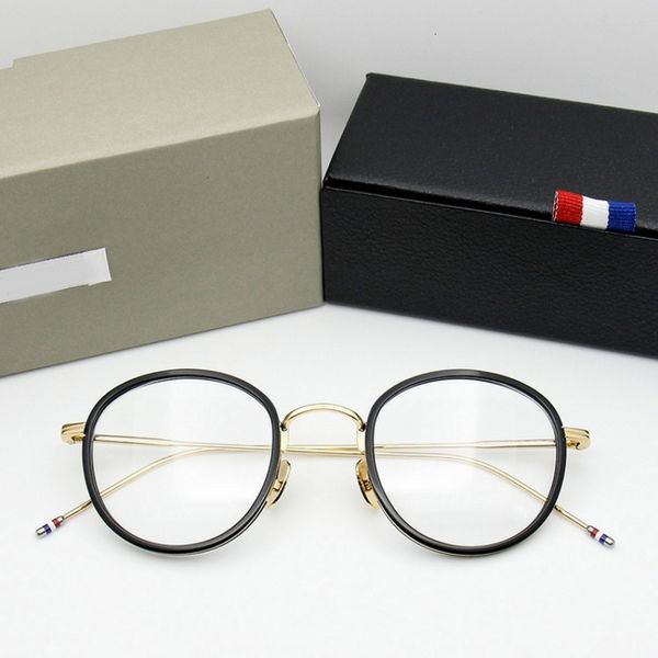 

2021 new high round quality in the form of acetate tb905 retro men's glasses myopia reading grade eyewear sznf, White;black